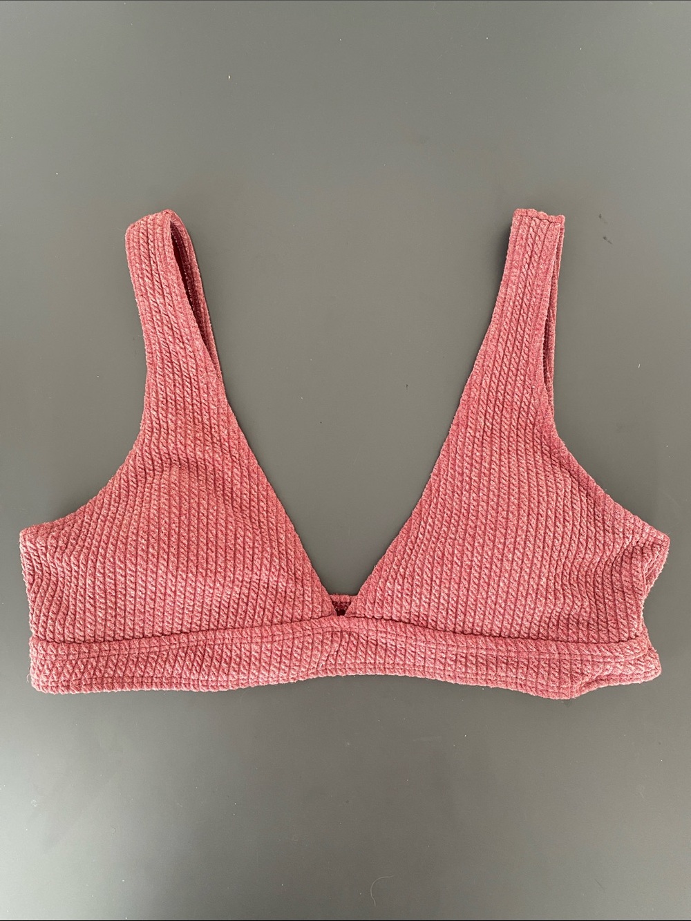 ROMWE Textured V-Neck Bralette Dusty Rose Sz M Casual Comfy Beach Summer